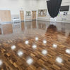 School hall that has been restored to a high shine.