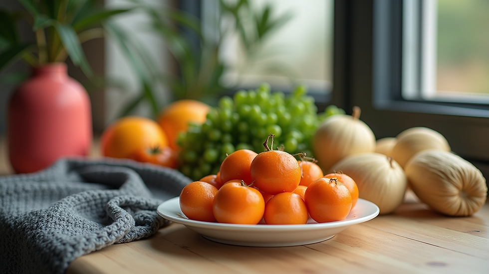Close-up view of healthy food and exercise equipment