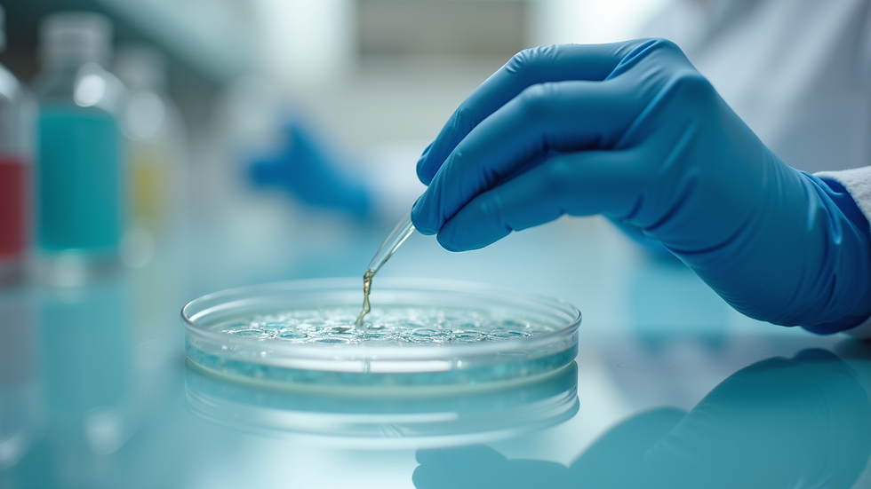Close-up view of a medical professional preparing a petri dish in a fertility lab