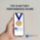 Smartphone wearing agold medal highlighting a link to the Top 10 battery performing smartphones