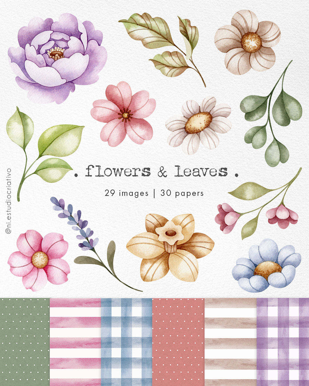 Kit Digital Flores & Folhas