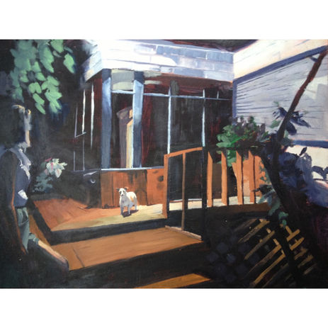 Night scene of Dog. Oil on Canvas, 36"X24", 2009.