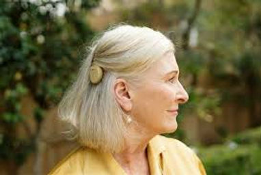 woman wearing cochlear implant