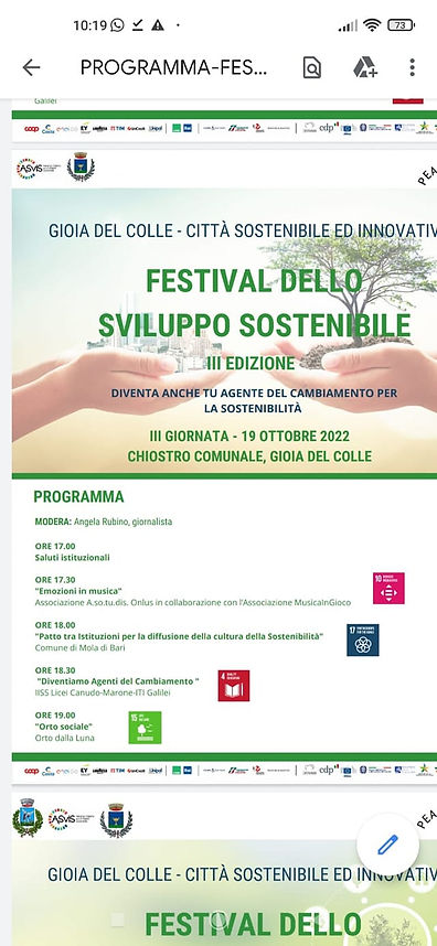 GIOIA DEL COLLE (Ba) 19 OTTOBRE 2022,  INCONTRO SU PATTO TRA ISTITUZIONI FARE RETE. INTERVIENE ELVIRA TARSITANO.
 #FestivalSviluppoSostenibile #gioiadelcolle #moladibari #StiamoAgendo #mettiloinagenda
