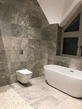 grey tiled marble bathroom