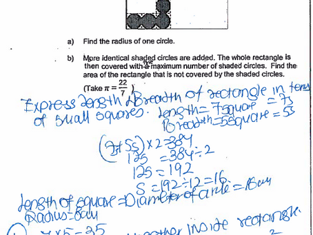 The figure below shows a rectangle and 11 identical shaded circles.(2020 Rosyth)