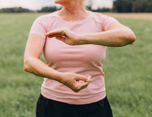Woman Making a Moon Shape With Her Hands