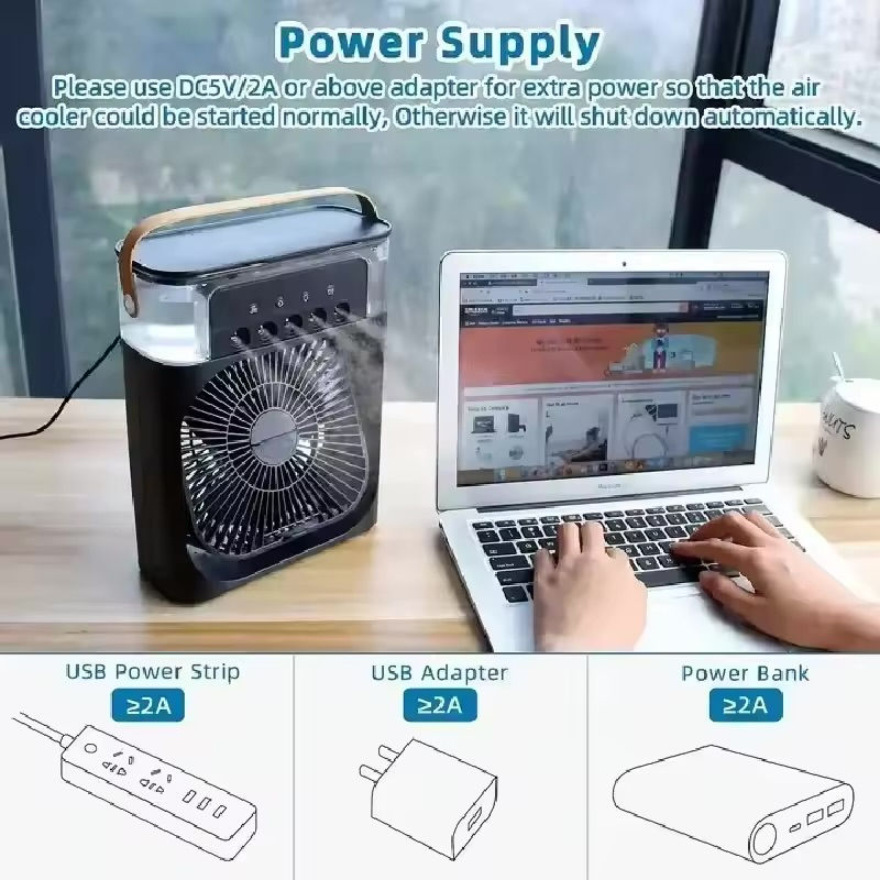 Thumbnail: Air Conditioner Mini Fan Cooler LED Humidifier 3in1 Home Office