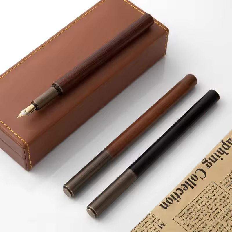 Thumbnail: Luxury Red Wood Fountain Pen Office Business Writing Art Calligraphy Ink 0.5mm