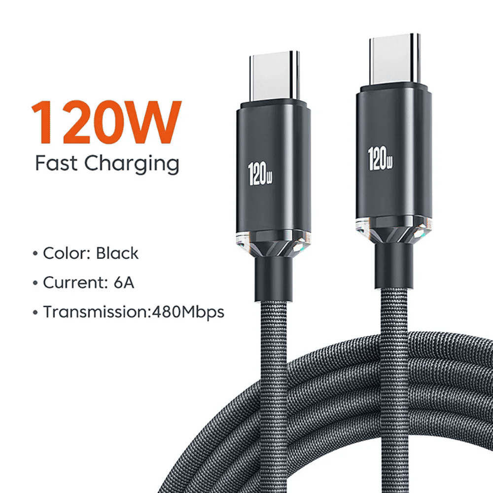 120W 6A USB C Cable Super Fast Charging Phone Charger Data Cord For iPhone