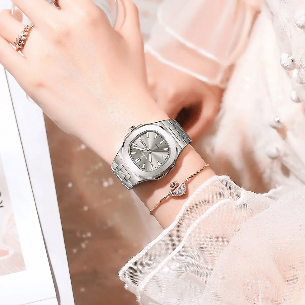 Thumbnail: POEDAGAR Square Men Watch Date Week Waterproof Luminous Ladies Watch Stainles