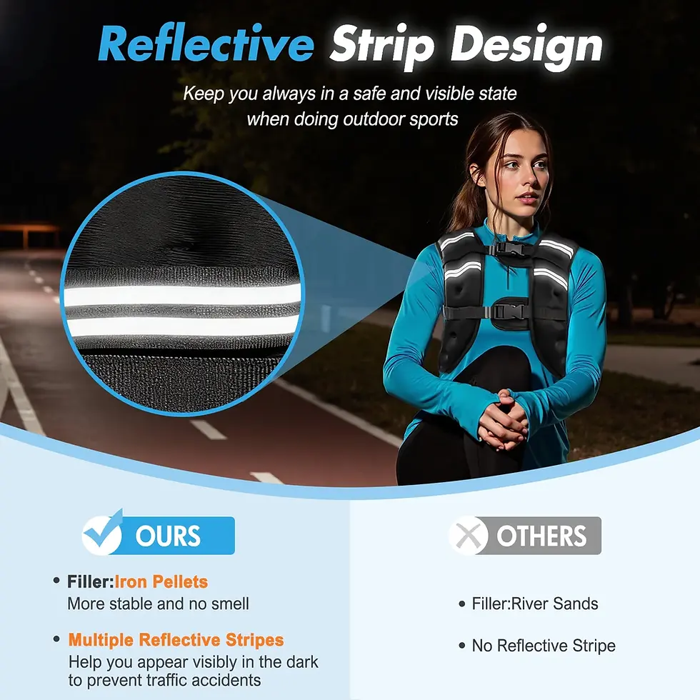 Thumbnail: 12LB Weighted Vest With Reflective Strips, Unisex Design For Running/Training