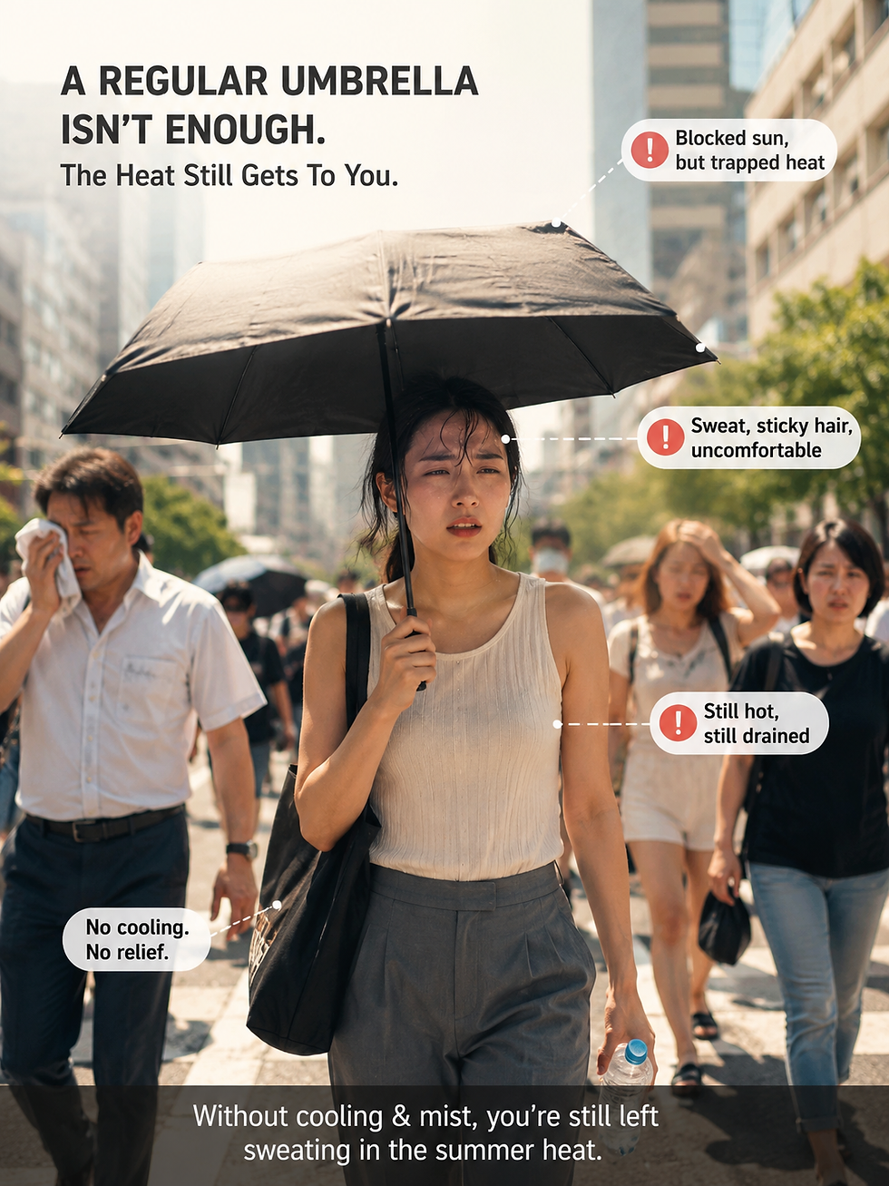 Thumbnail: Sun Umbrella with Fan and Sprayer 8 Ribs Portable 3 in 1 UV Blocking Umbrella