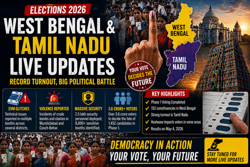 West Bengal & Tamil Nadu Elections 2026 LIVE Updates: Record Turnout, Political Reactions Intensify