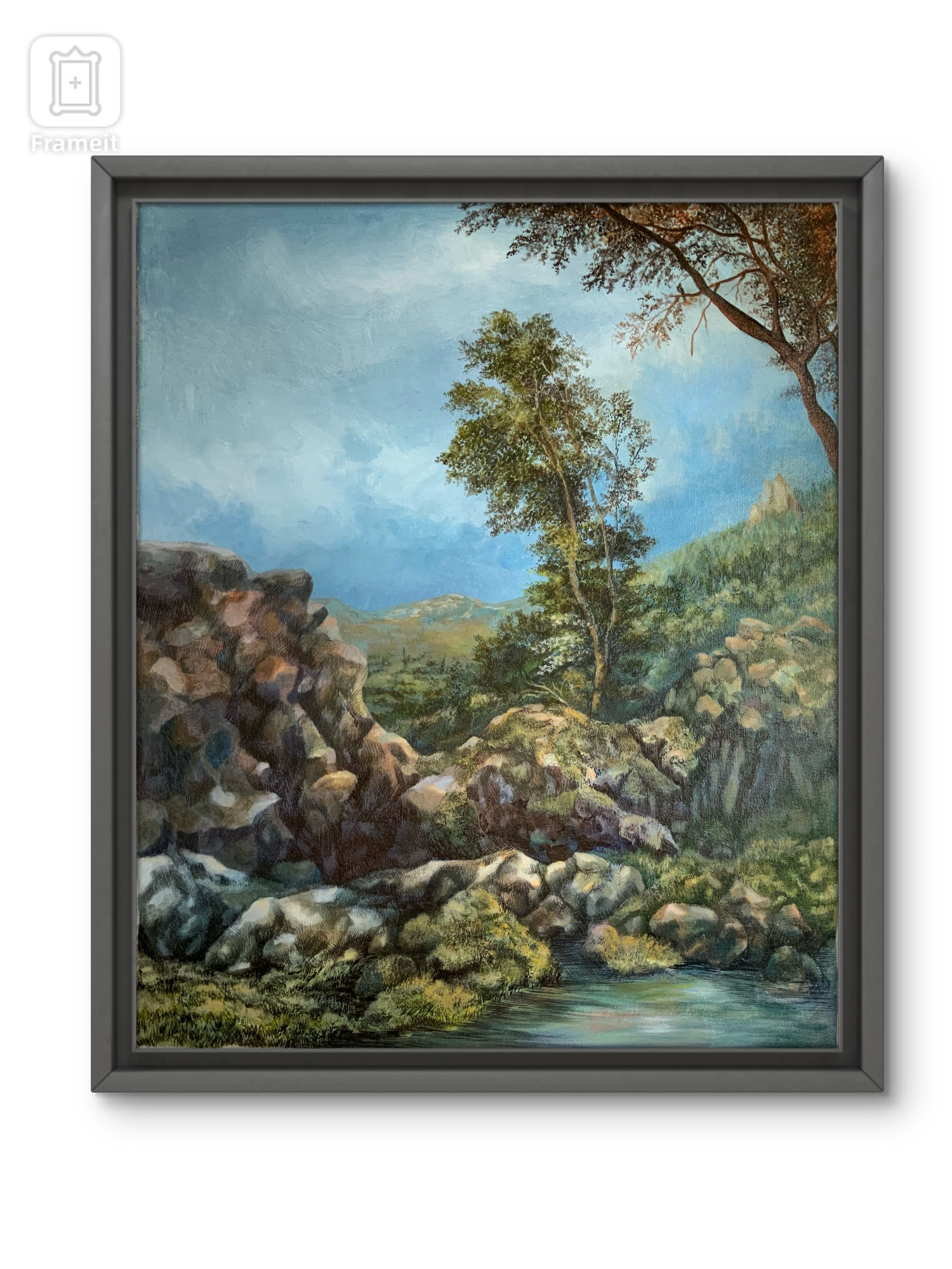 Pintura original "Üwelen Mapu" (en mapuzungún: Tierra solitaria)