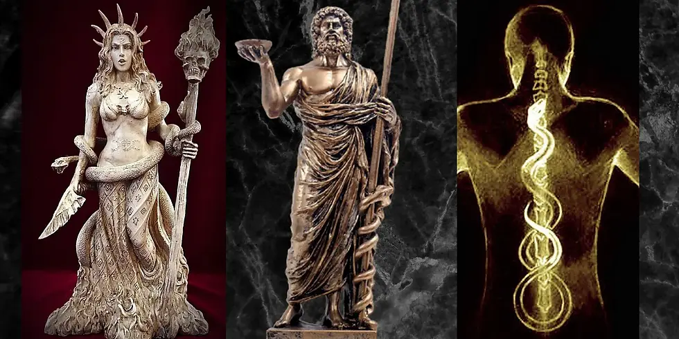  représentations d' Hecate / Asclépios / Kundalini