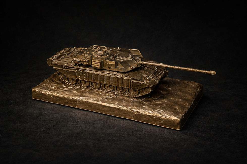 Thumbnail: Challenger 1 tank military figurine in cold cast bronze, realistic armoured vehicle model