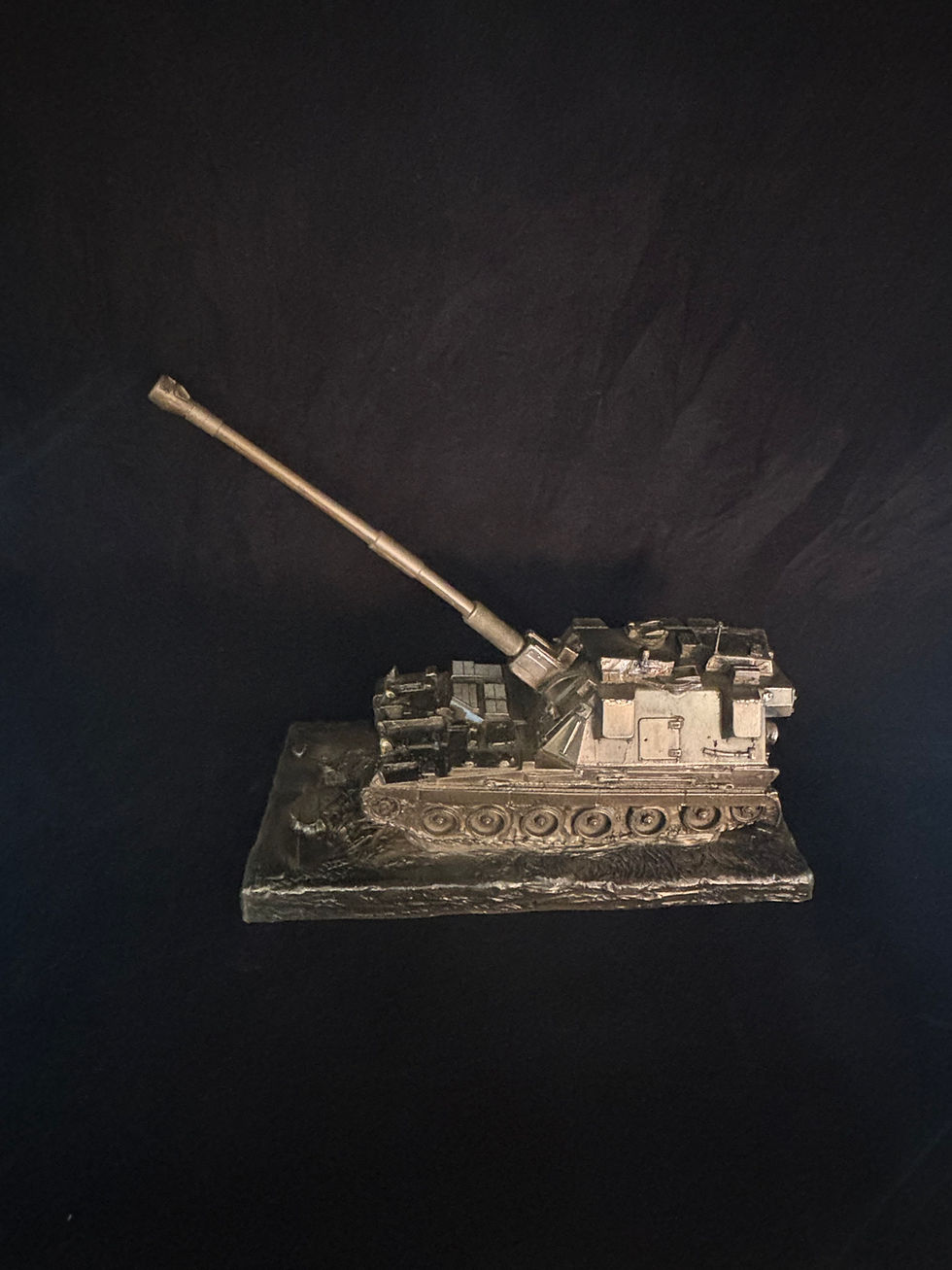 AS-90 Self-Propelled Gun military figurine in cold cast bronze finish - detailed artillery statue sculpture by Unity Gifts