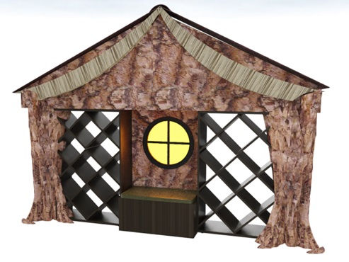Scenic prop making and bespoke set construction for a themed primary school library in Manchester.