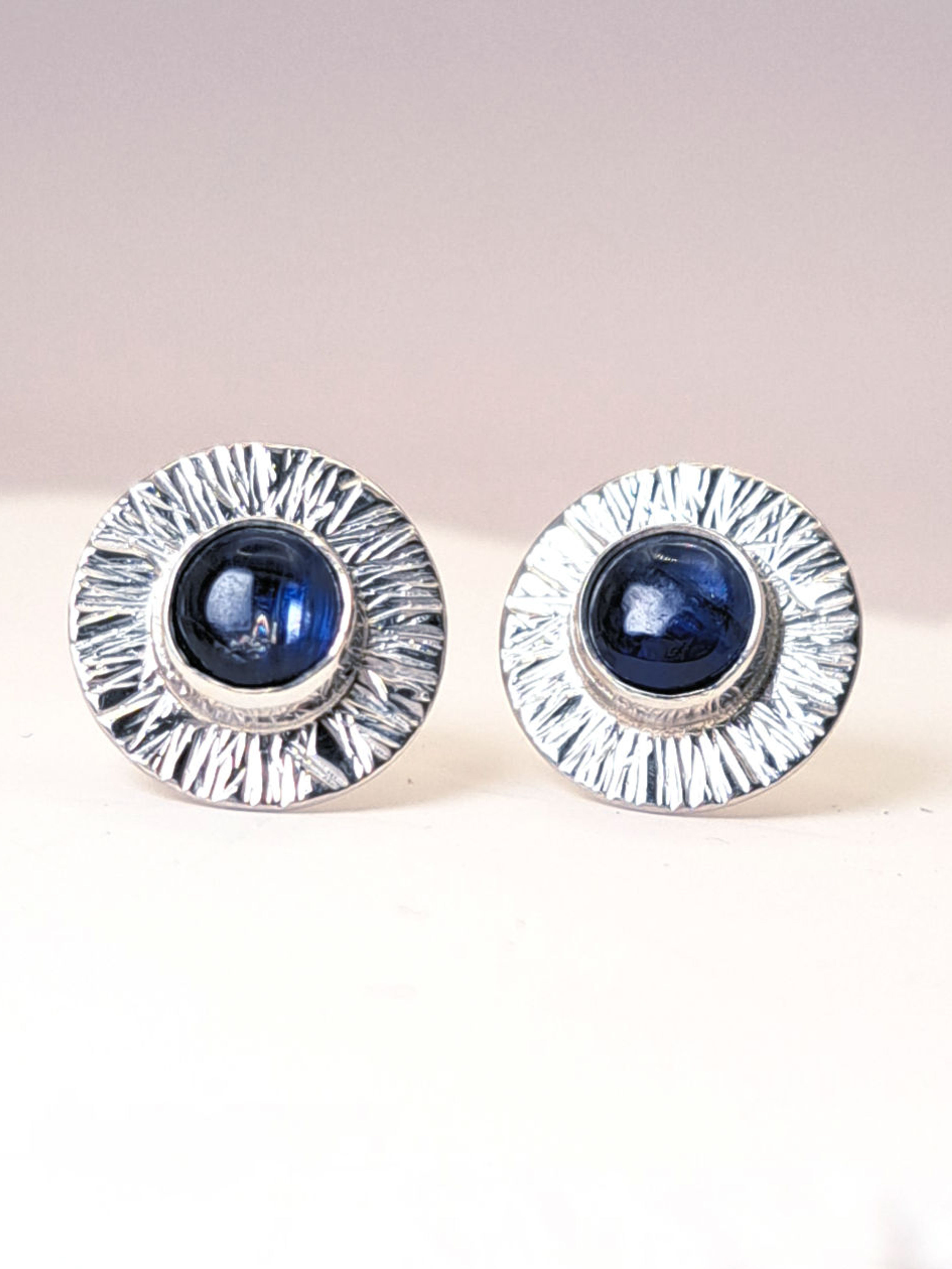 Blue Kyanite and Silver Studs 