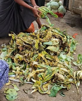 ဖားကန့်တက်ရန် တန်းစီစောင့်ဆိုင်းနေသည့် ကုန်ကားမှ ကုန်စိမ်းနှင့် အသား၊ငါးများ ပုပ်သိုးပျက်စီးသောကြောင့် စွန့်ပစ်နေရ