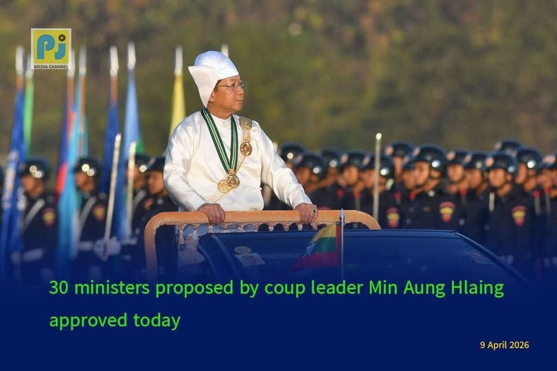 30 Ministers Proposed by Coup Leader Min Aung Hlaing Approved Today