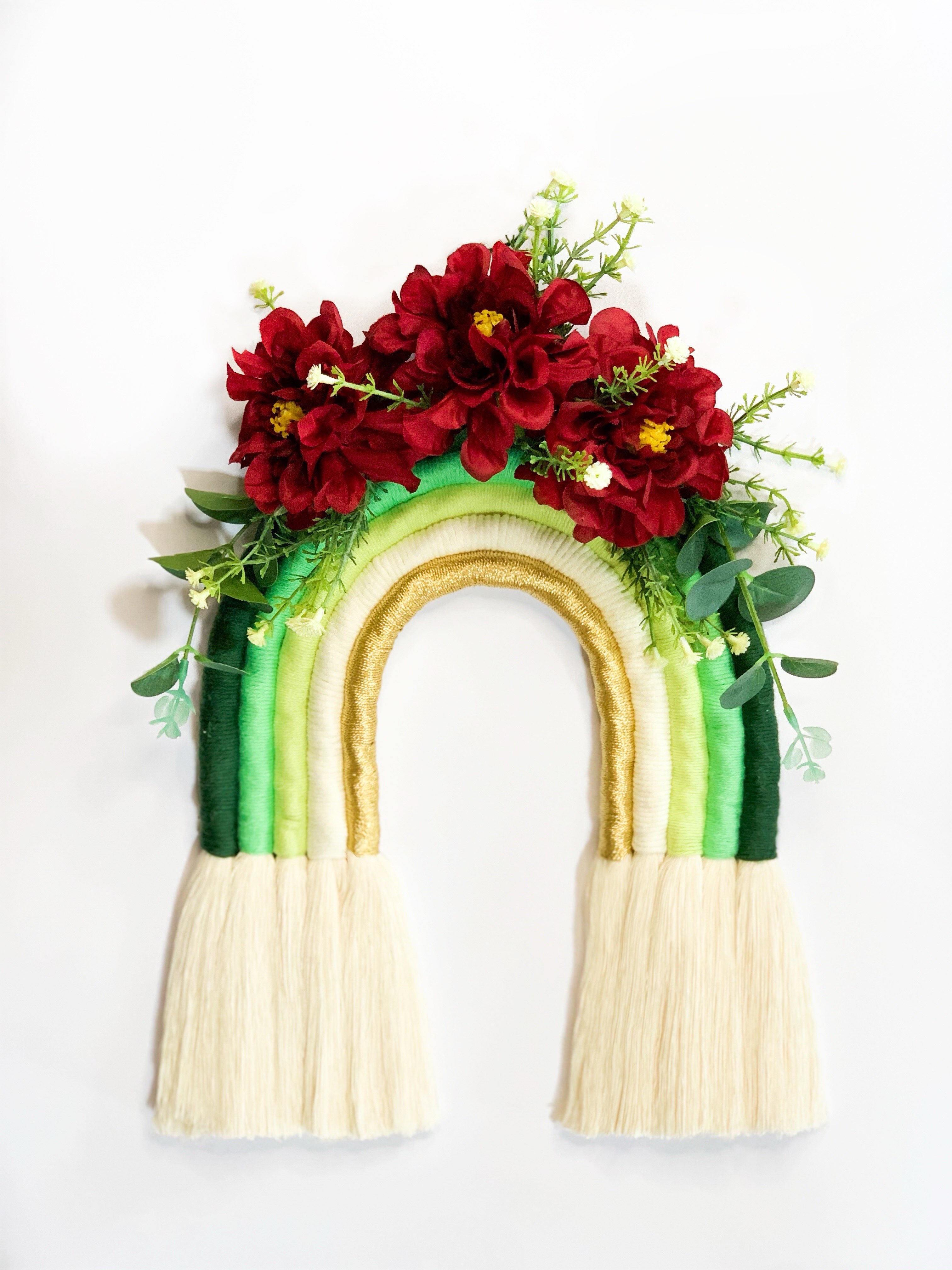 Floral Fiber Art Rainbow Ribbon Bounty Roses Wall