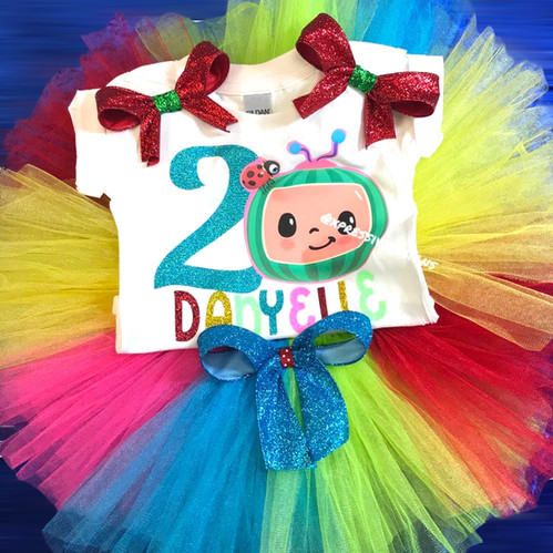 cocomelon birthday dress Cocomelon tutu set-Cocomelon outfit-Cocomelon dress main image 1