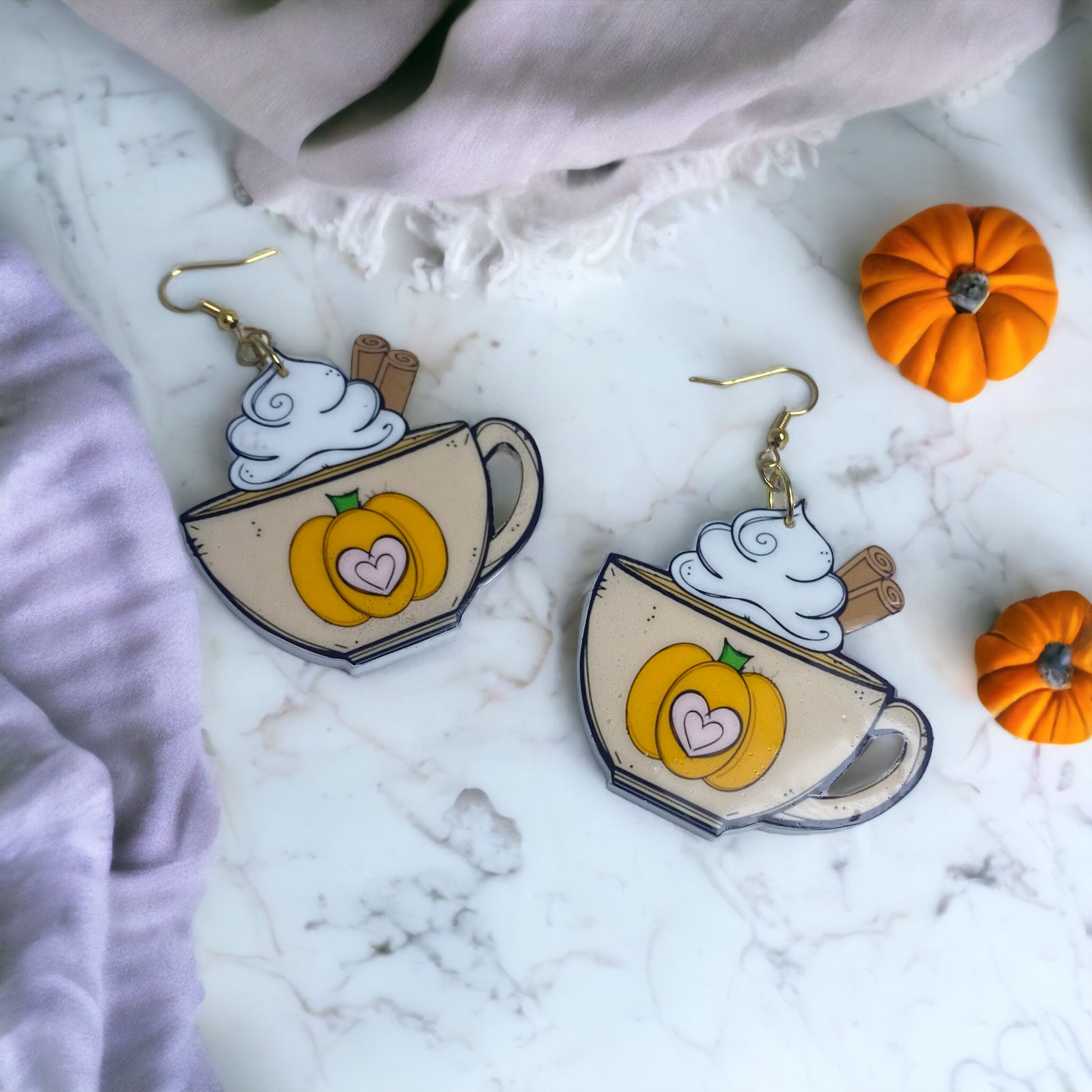 Pumpkin spice mug earrings 