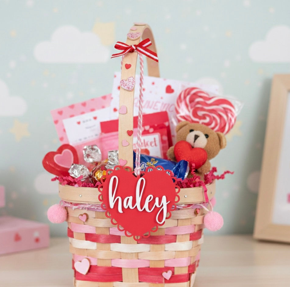 Thumbnail: Scalloped Heart Basket tag/ ornament 