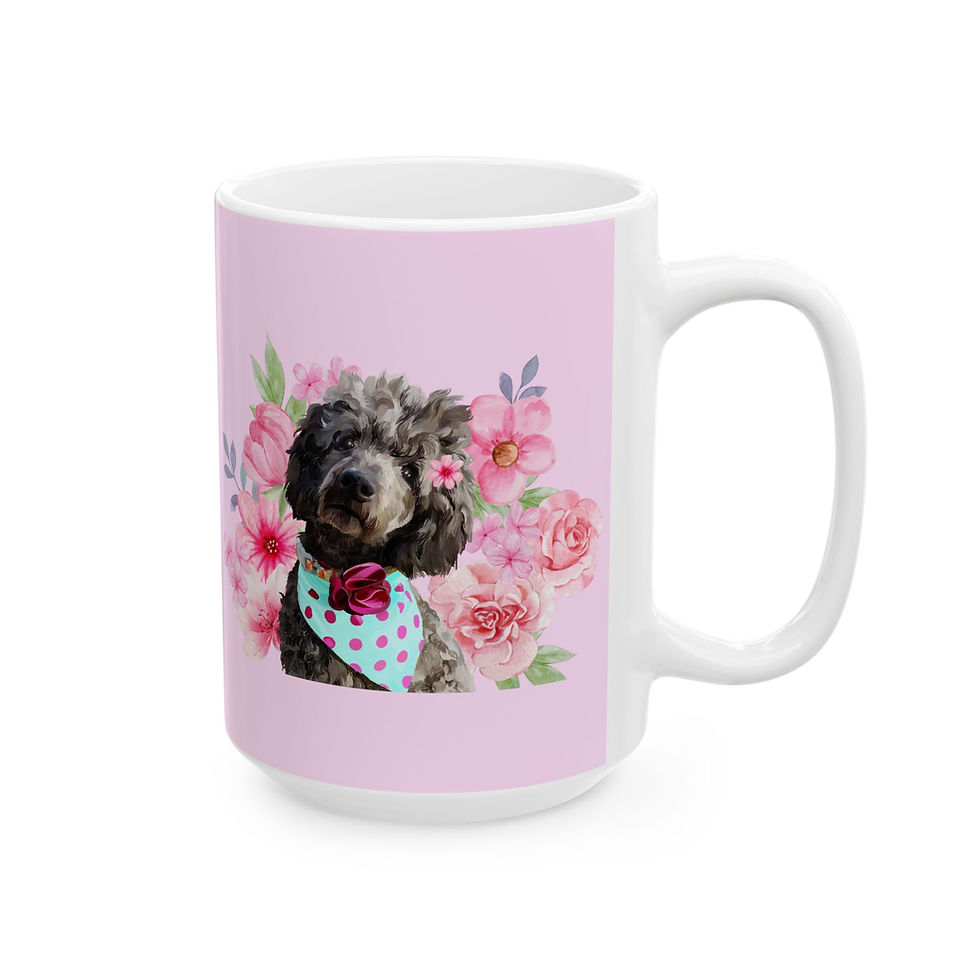 Thumbnail: Pink Floral Ceramic Mug — Feminine Bouquet Coffee Cup (11oz/15oz)