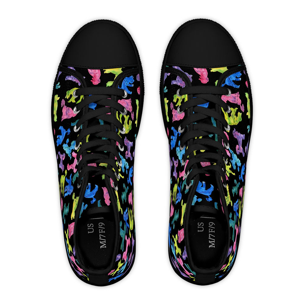 Thumbnail: Women's High Top Sneakers — Colorful Watercolor Poodle Pattern