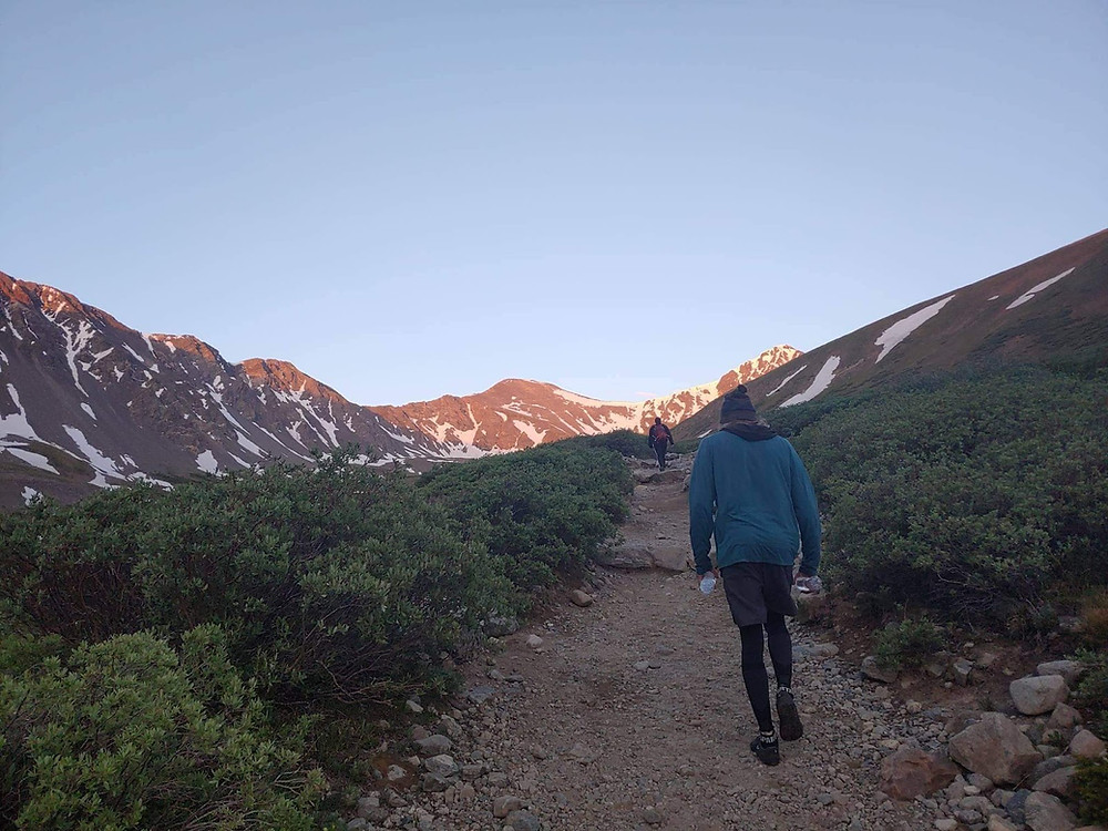 Alpenglow on Grays Peak fourteener in Colorado