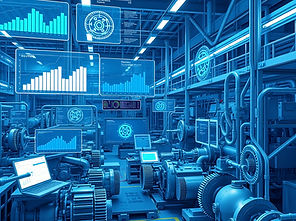 An intelligent industrial environment where AI algorithms optimize processes. Digital twin