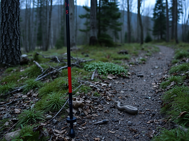 use trekking pole to push small snake fr