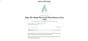 In the Media - Make This Simple Move to Get More Return on Your Cash (WSJ)