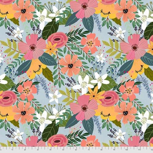 Farm Friends by Free Spirit fabrics - Floral Blue  PWMC001.XBLUE