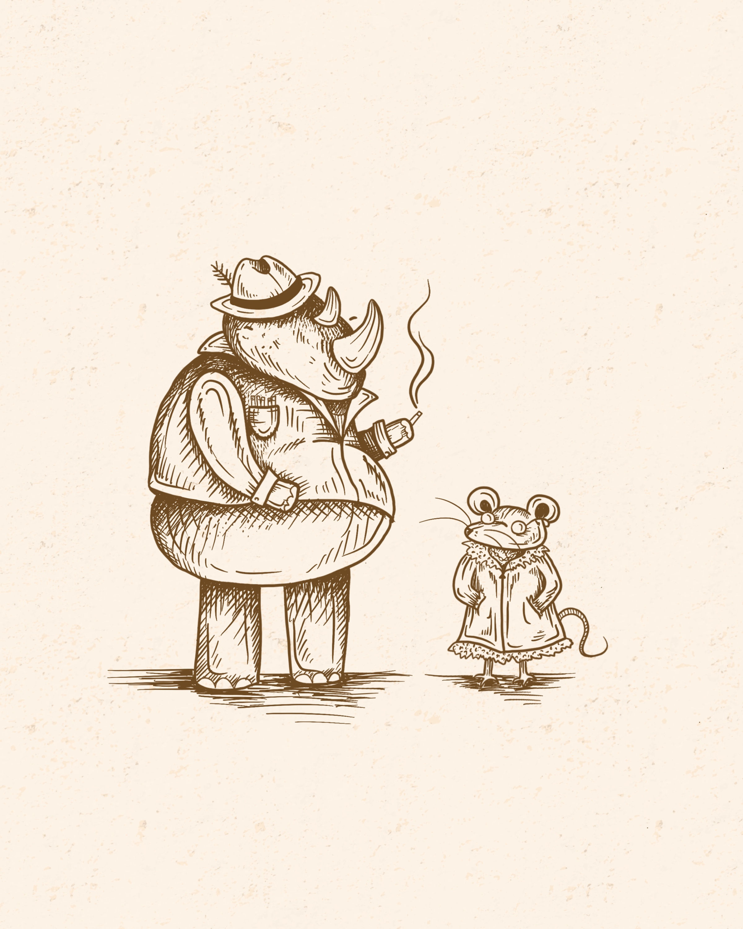 Rhino and Mouse Print 8x10