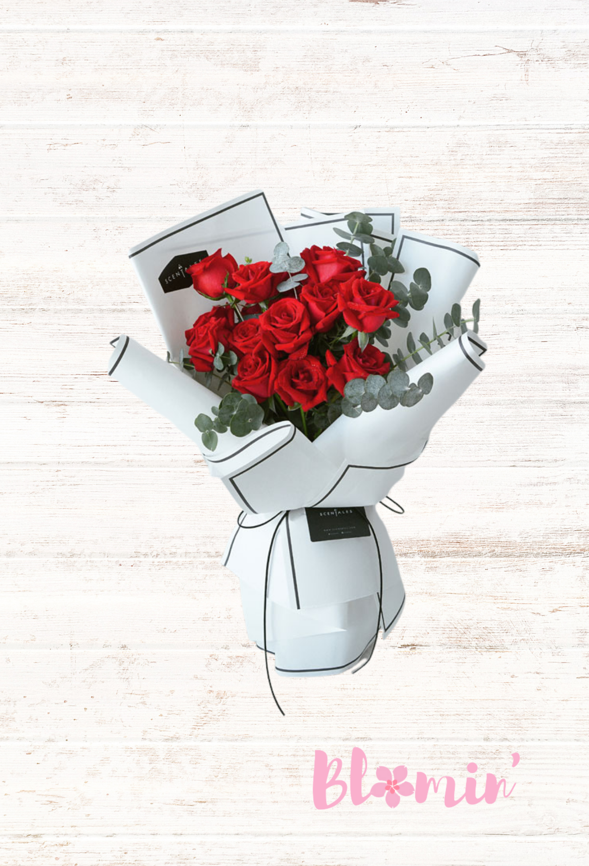 Minimalist Red Rose Flower Bouquet