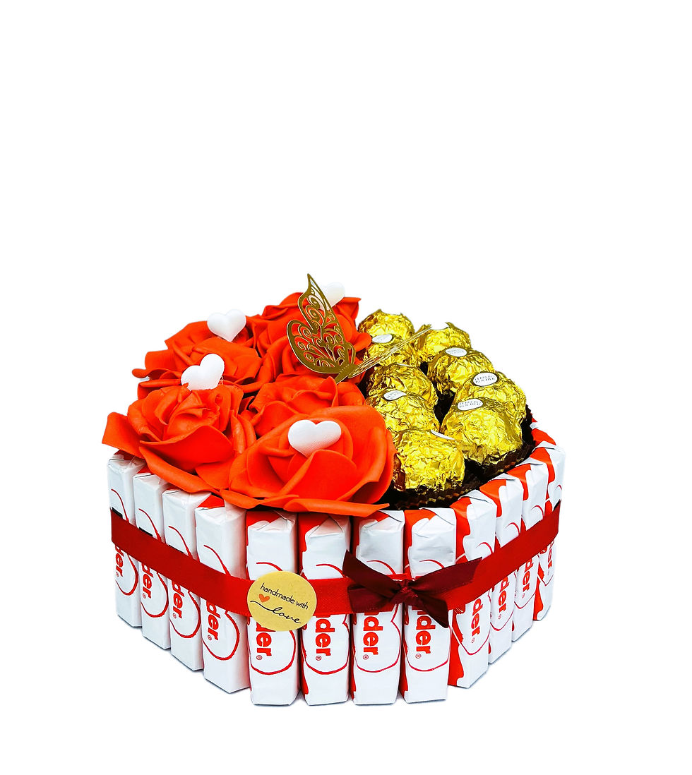 Miniaturbild: Ferrero Kinder Pralinen/Riegel Geschenkpräsent - Achteckform rot