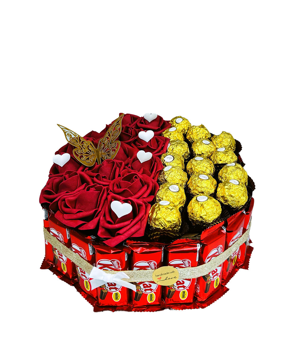 Miniaturbild: KitKat Pralinen/Riegel Geschenkpräsent - Achteckform bordorot