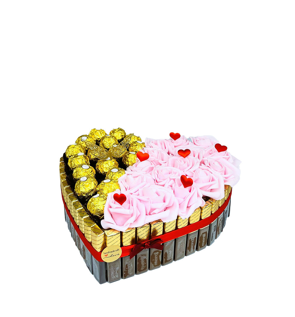 Merci Pralinen/Riegel Geschenkpräsent - Herzform rosa