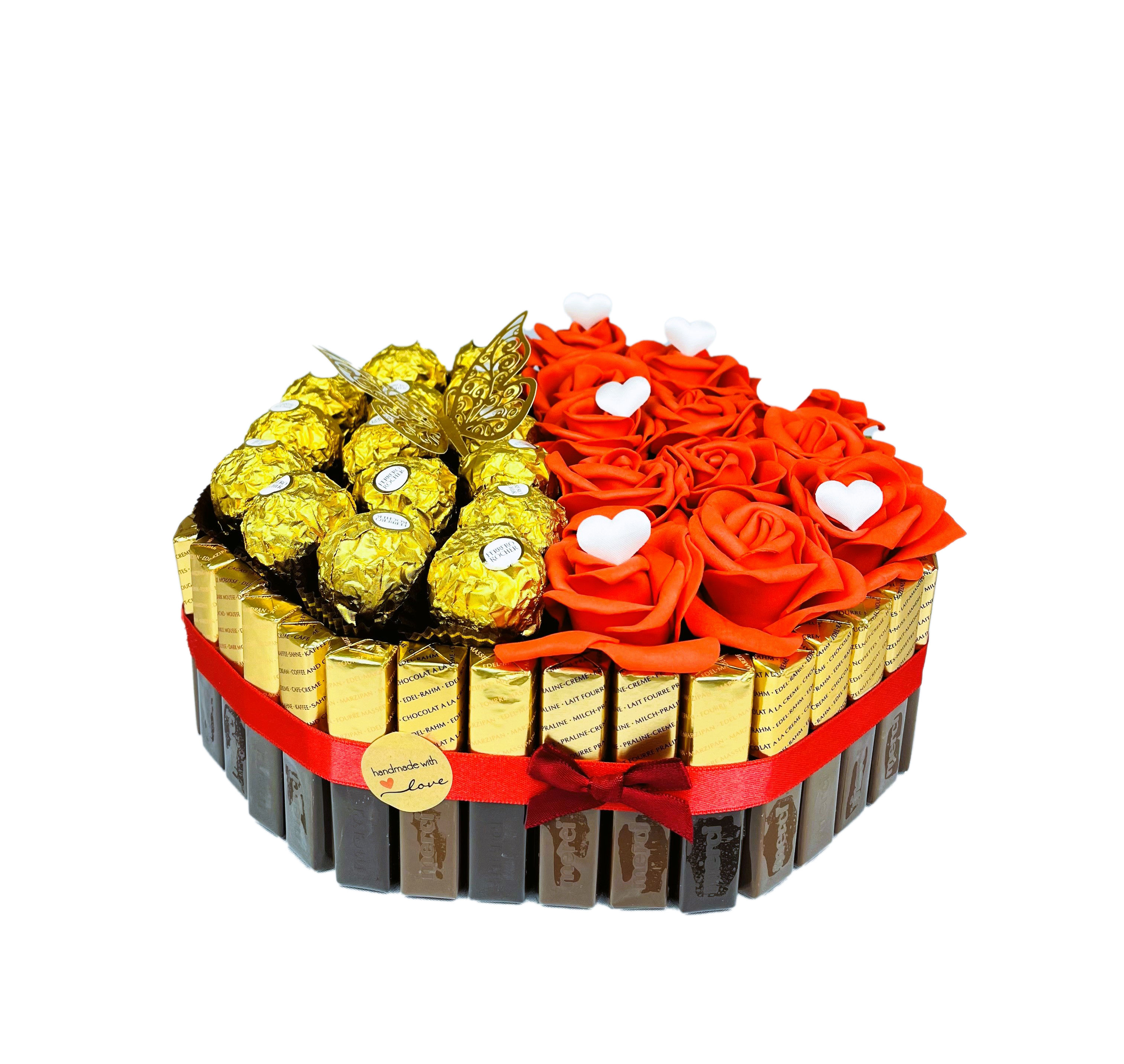 Merci Pralinen/Riegel Geschenkpräsent - Achteckform rot