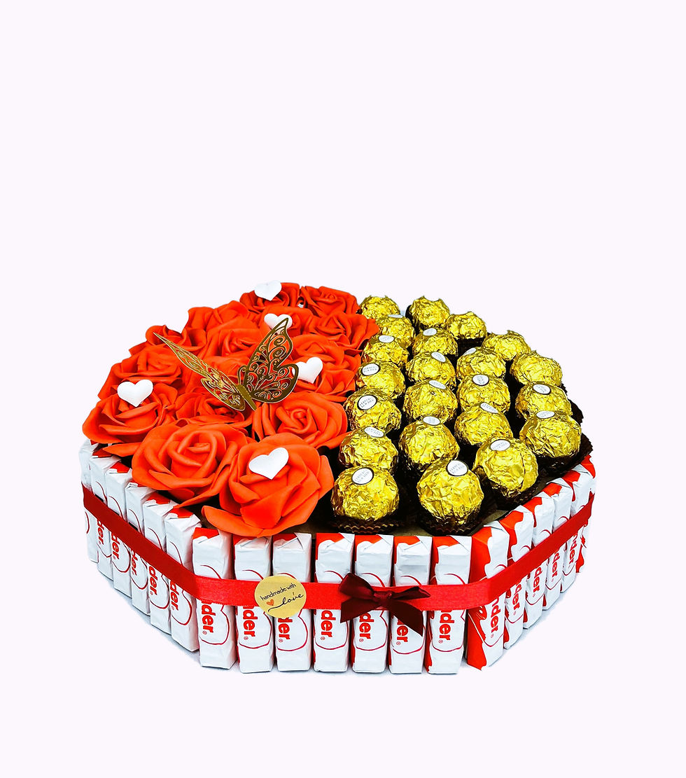 Miniaturbild: Ferrero Kinder Pralinen/Riegel Geschenkpräsent - Achteckform rot