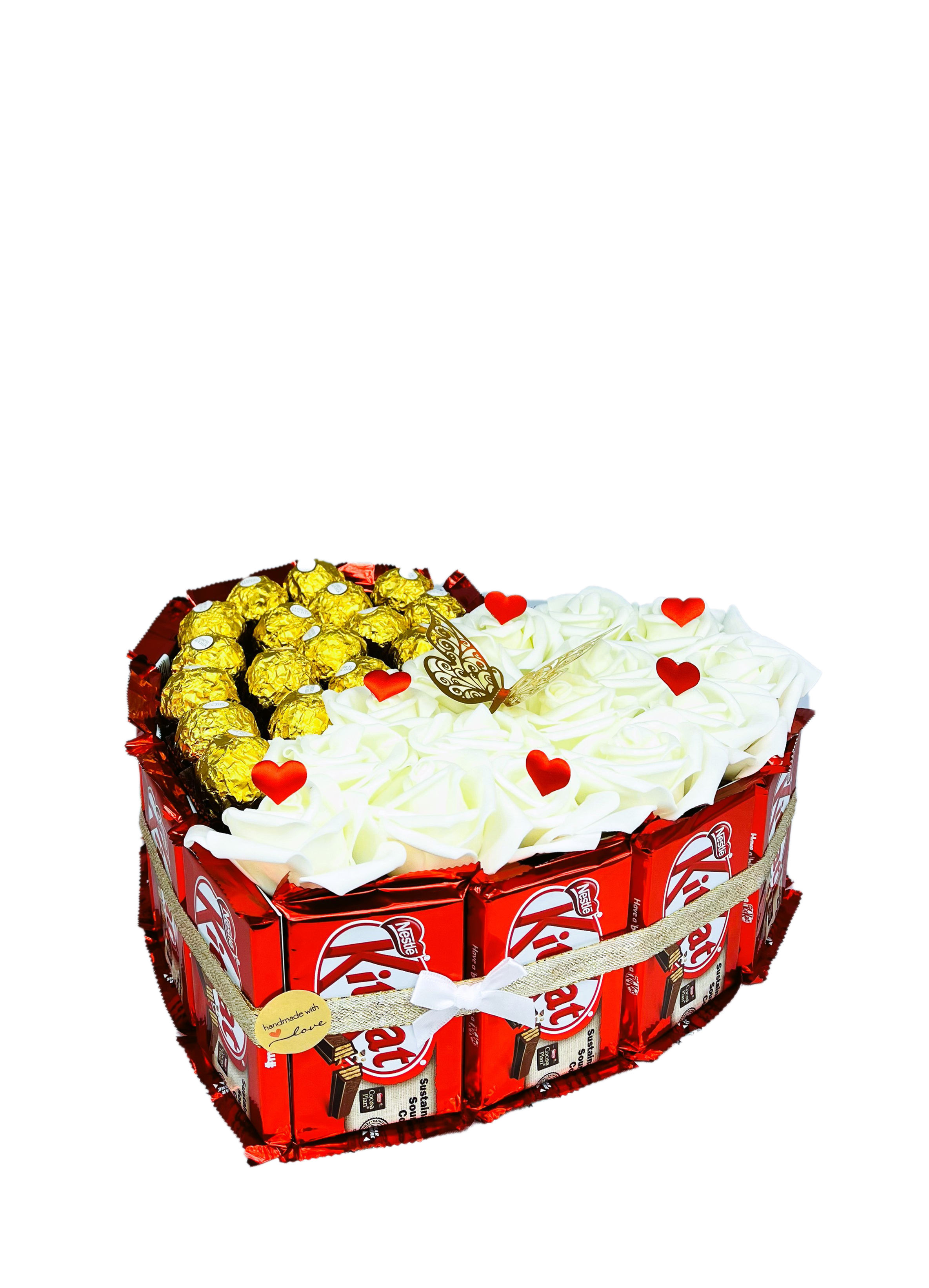 KitKat Pralinen/Riegel Geschenkpräsent - Herzform weiß