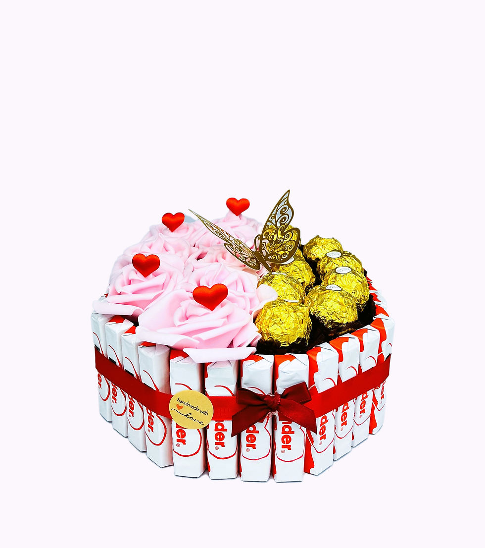 Miniaturbild: Ferrero Kinder Pralinen/Riegel Geschenkpräsent - Achteckform rosa