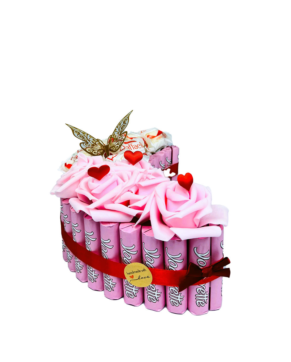 Raffaello Yogurette Riegel Geschenkpräsent - Mond rosa