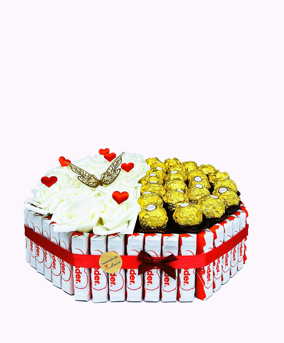 Ferrero Kinder Pralinen/Riegel Geschenkpräsent - Achteckform weiß