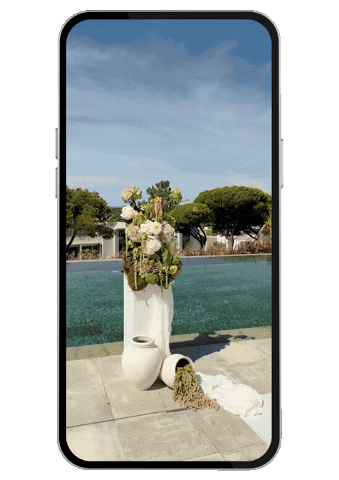 Luxury wedding in Portugal: couple together at outdoor altar