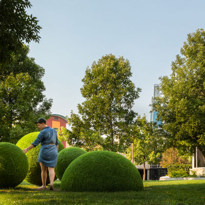 Spherical hedges make up the Cool Dot cool garden.
by Ewa Tarsia